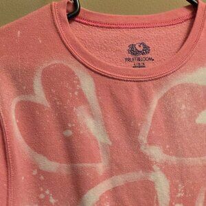 Custom bleached heart pink sweatshirt